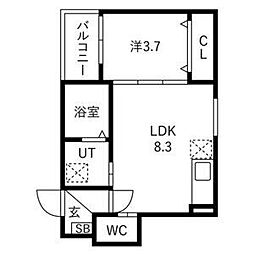 ルアナテラス38 1LDKの間取図画像