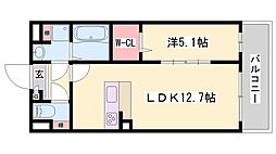 エクレシオ正木 1LDKの間取図画像