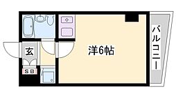 朝日プラザサウスコア姫路 ワンルームの間取図画像