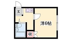 サンパレス 1Kの間取図画像