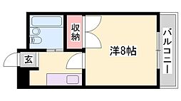 メゾンアップル 1Kの間取図画像
