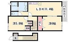 ベイローレル 2LDKの間取図画像