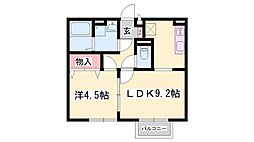 エンジェル 1LDKの間取図画像