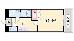 イースト・ヒルズ 1Kの間取図画像