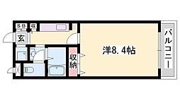 ONE'Sリバーサイド 1Kの間取図画像