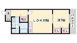上野マンション 1LDKの間取図画像