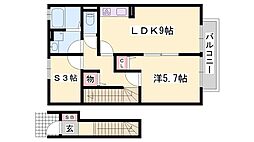 ヴァルトzwei 1LDKの間取図画像