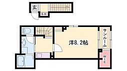 アネモスヒルズ姫路早瀬1 1Kの間取図画像