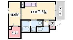クレセント 1DKの間取図画像
