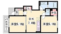 ブリアン・アヴニール 2DKの間取図画像