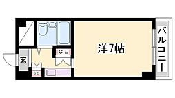 飾磨中村コーポ ワンルームの間取図画像
