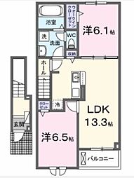 アーバニティ家中 2LDKの間取図画像