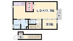 プラムコート 1LDKの間取図画像