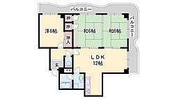 手柄コーポ2号館 3LDKの間取図画像