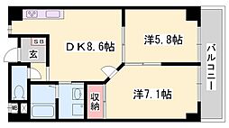 ル・マンド三宅 2DKの間取図画像