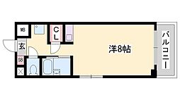 土井ハイツ北条口 ワンルームの間取図画像