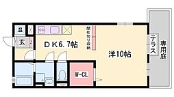 JR東海道・山陽本線 ひめじ別所駅 徒歩16分の賃貸アパート 1階1DKの間取り