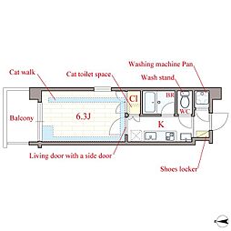 Felis北堀江 2階1Kの間取り