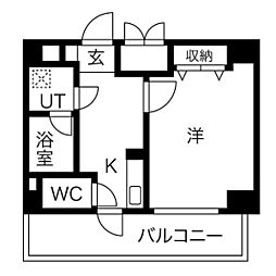 ヴァンスタージュ姫里 7階1Kの間取り