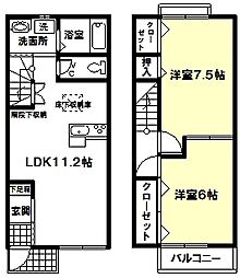 アーバニズム８０ 1階2LDKの間取り