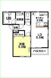 アーバニズム７１A 2階1LDKの間取り