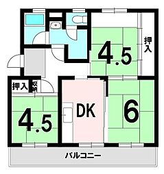UR都市機構緑苑東団地7棟 3DKの間取図画像