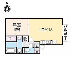 スカイヒルズ 1階1LDKの間取り
