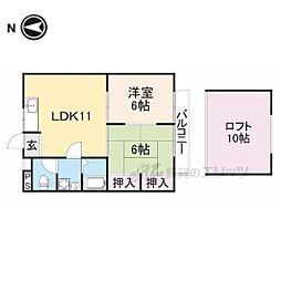 ハイツエミカ2棟 2LDKの間取図画像