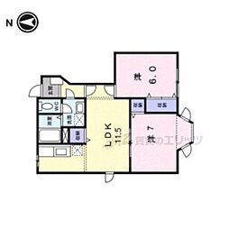 ル・プレンシュルＡ 1階2LDKの間取り