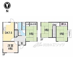 近鉄南大阪線 尺土駅 徒歩8分の賃貸一戸建て 2階4DKの間取り
