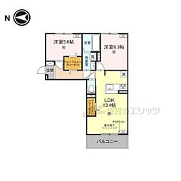 プラミシア 301 3階2LDKの間取り