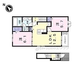 ルナ　ハイツV 2階2LDKの間取り