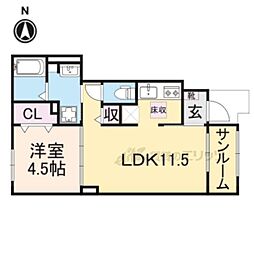 近鉄大阪線 耳成駅 徒歩12分の賃貸アパート 1階1LDKの間取り