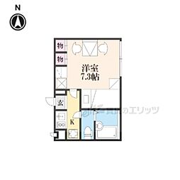 レオパレスノースウエスト橿原 1階1Kの間取り