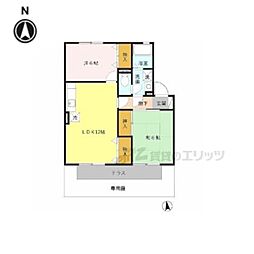 近鉄大阪線 五位堂駅 徒歩37分の賃貸アパート 1階2LDKの間取り