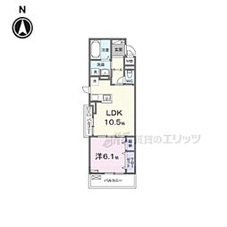 ガレーナ 2階1LDKの間取り