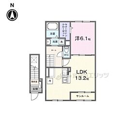 近鉄南大阪線 坊城駅 徒歩7分の賃貸アパート 2階1LDKの間取り