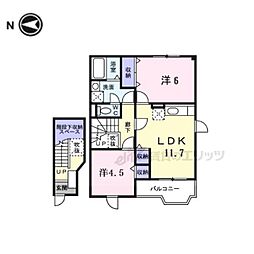 ヴィラーゼン 2階2LDKの間取り