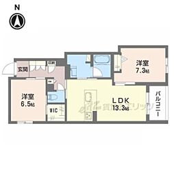 シャーメゾン 香芝 ワイケイ 2LDKの間取図画像