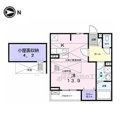 クイーンズパレスさくらい 1Kの間取図画像