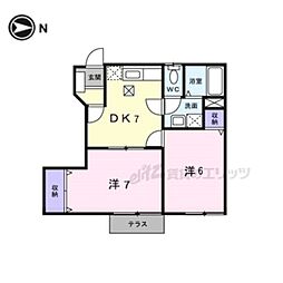 アーバンクレスト王寺 2DKの間取図画像