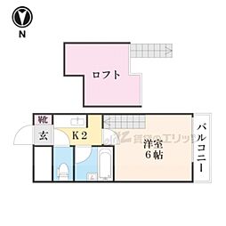 ロイヤルハイツ橿原2 1Kの間取図画像