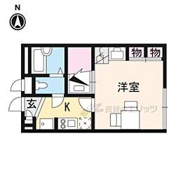 レオパレスクレール 2階1Kの間取り