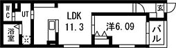 リヴェール元中野II 1LDKの間取図画像