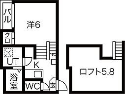 ハーモニーテラス露橋2 1Kの間取図画像
