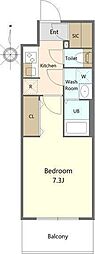 S-RESIDENCE亀島駅前ascent 1Kの間取図画像
