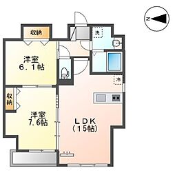 グランソレイユ大須白川 2LDKの間取図画像