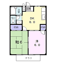 コーポさかえA 2DKの間取図画像