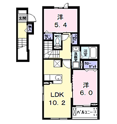 クレール・アンジュI 2LDKの間取図画像