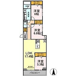 リアンフォール 3LDKの間取図画像